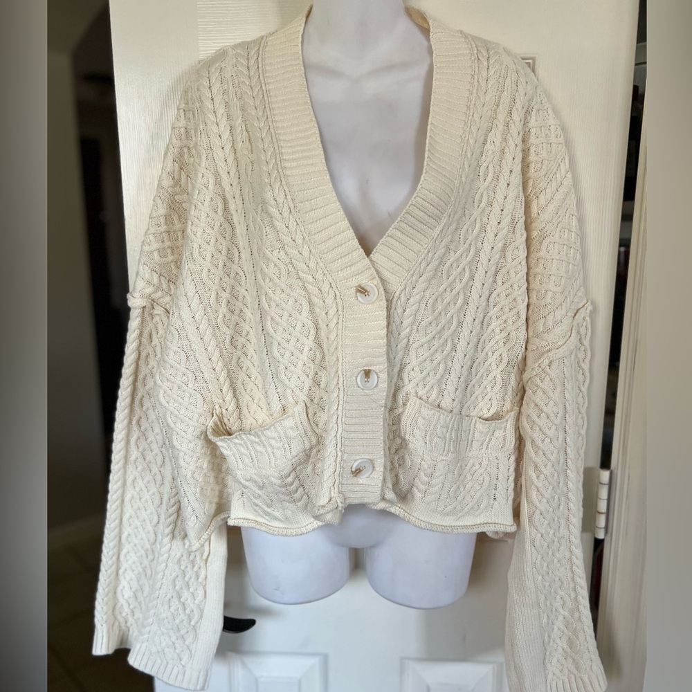 Millibon Cream Button-Up Cardigan Sweater L-XXL